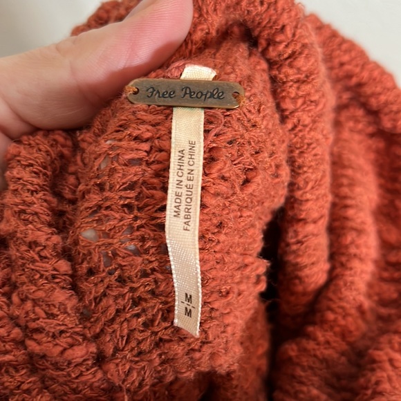 Free People boxy fit cropped turtleneck sweater in rust orange Boho Gypsy Hippie - Picture 8 of 9